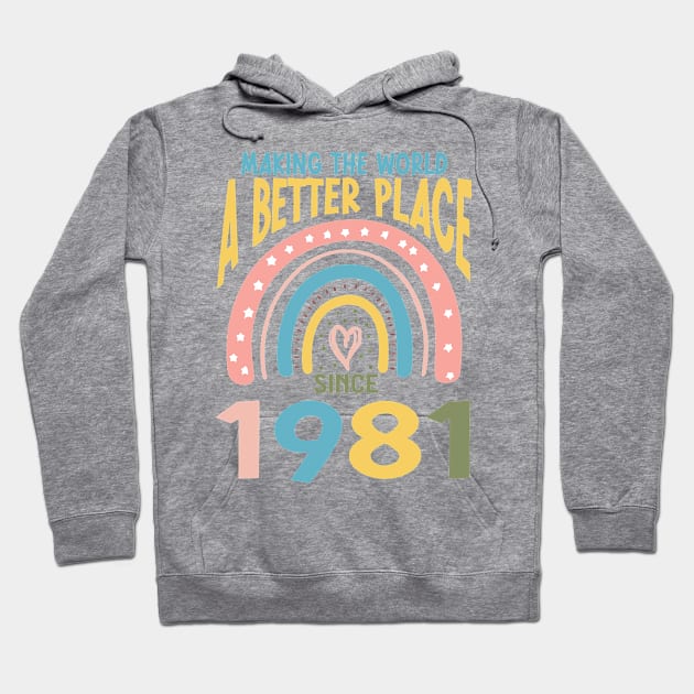 Birthday Making the world better place since 1981 Hoodie by IngeniousMerch